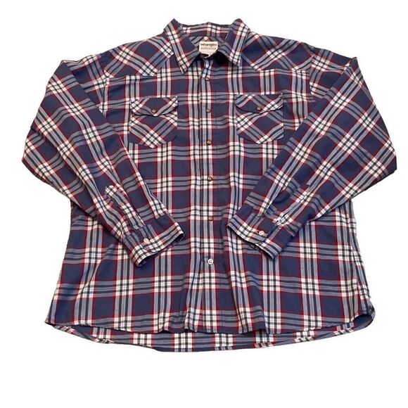 Wrangler Authentic Western Dark Pearl Snap Long Sleeve Button Down Shirt Men 2XL - Picture 5 of 12